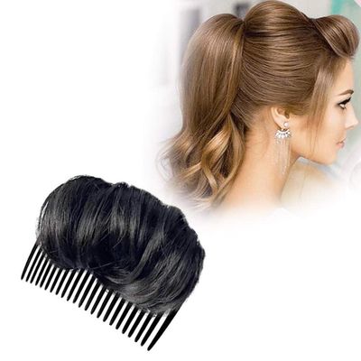 1pc Volume Up Hair Base, Hair Accessories Hairstyle Clip Bun Maker for Women, Volume Insert Hair Bump Up Tool for Short Long Hair DIY (black)