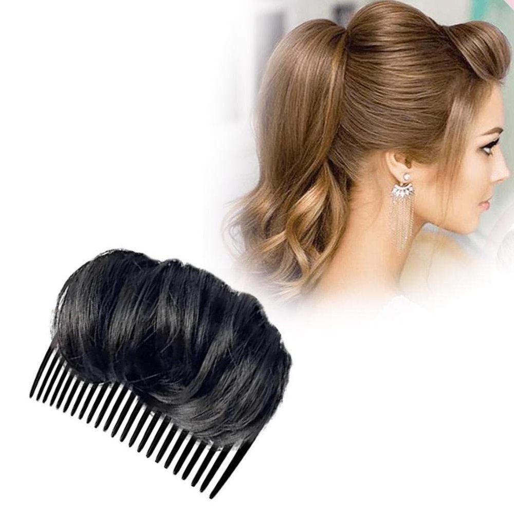 1pc Volume Up Hair Base, Hair Accessories Hairstyle Clip Bun Maker for Women, Volume Insert Hair Bump Up Tool for Short Long Hair DIY (black)