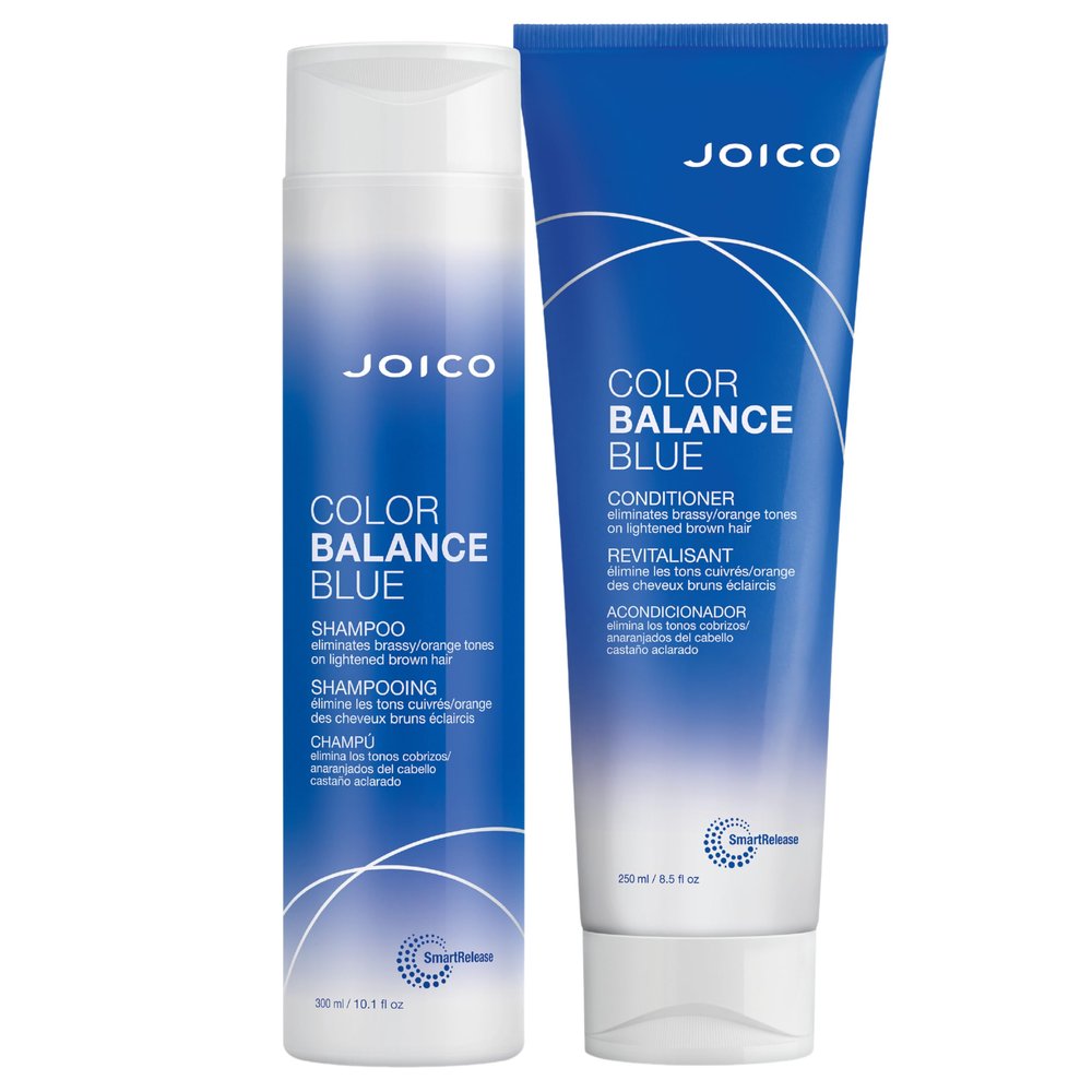 Joico Color Balance Blue Shampoo and Conditioner | For Lightened Brown Hair | Eliminate Brassy Orange Tones | Boost Color Vibrancy & Shine | Protect Against Harmful UV Radiation | With Rosehip Oil
