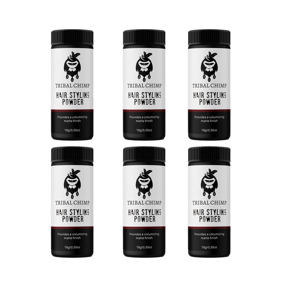 Tribal Chimp Hair Styling Powder, All-day Invisible Hold Hair Volumizer and Texture Powder for Men and Women, Styling Powder with Matte Finish - 6-Piece Set, 10g
