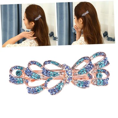 FRCOLOR Crystal Rhinestone Hair Clips for Women Elegant Blue Hair Barrettes Fancy Accessories Lightweight and Shiny Design for Everyday Use and Special Occasions