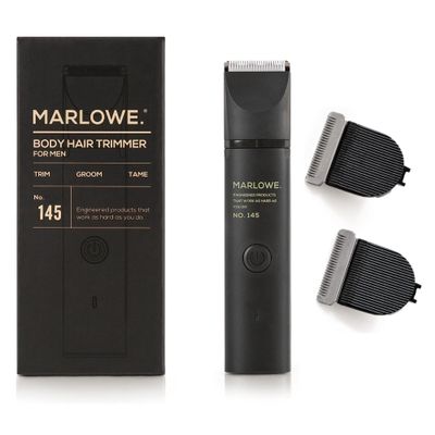 Marlowe. No.145 Body Hair Trimmer for Men, Forest Black, Lightweight Waterproof Personal Groomer and Ceramic Replacement Blades, Adjustable Comb Lengths & Rechargeable Battery for Head to Toe Grooming