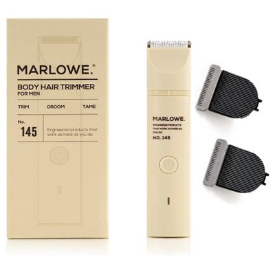 Marlowe. No.145 Body Hair Trimmer for Men, Desert Sand, Lightweight Waterproof Personal Groomer and Ceramic Replacement Blades, Adjustable Comb Lengths & Rechargeable Battery for Head to Toe Grooming