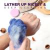 3 Pieces Exfoliating Washcloth Shower Towel African Net Sponge Japanese Wash Cloth Face Exfoliating Sponge Loofah Exfoliating Body Scrubber for Body Exfoliation(Black White Blue) view 2
