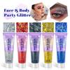 Body Glitter Gel, 2 Jars Holographic Chunky Glitter Makeup for Body, Hair, Face, Nail, Lip, Eyeshadow, Total 120ML Long Lasting Iridescent Chunky Glitter for Concert Festival Rave (White & Blue) view 4