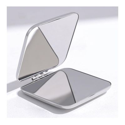 APLUSH Silver Square/Round Compact Cosmetic Mirror, Double-Sided Metal Makeup Mirrors for Travel or Your Purse(Color:A)