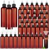 Barydat 12 Pcs Squeeze Bottle Twist Top Applicator Empty Hair Oiling Bottle with Funnels Refillable Plastic Liquid Containers for Liquid Hair Oil Shampoo Lotion (8 oz,Amber) view 1
