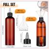 Barydat 12 Pcs Squeeze Bottle Twist Top Applicator Empty Hair Oiling Bottle with Funnels Refillable Plastic Liquid Containers for Liquid Hair Oil Shampoo Lotion (8 oz,Amber) view 2