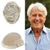 Toupee For Men Hair Piece Real Human Hair Soft Swiss Lace Replacement System For Mens Toupee Hair Piece Protesis Capilar Para Hombre (7X9Light to medium density, 60RY#) view 1