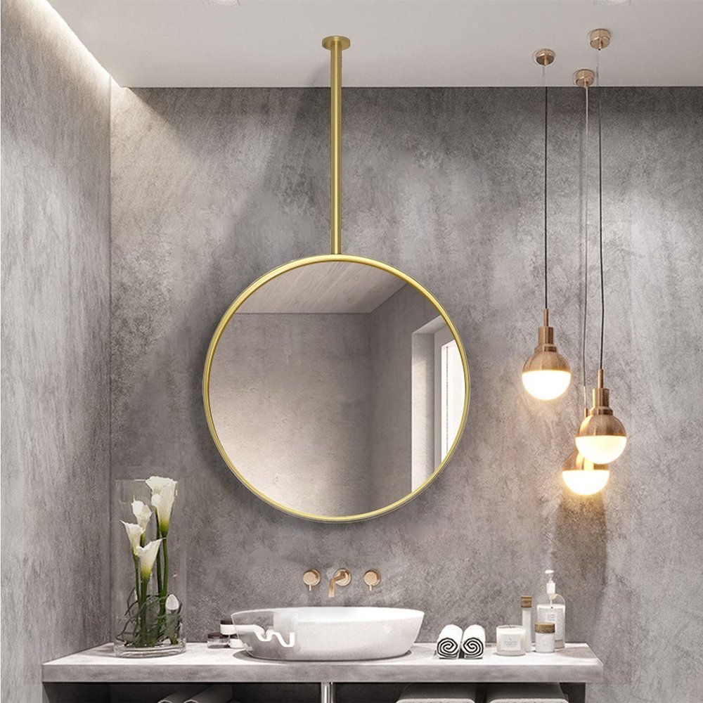 Ceiling Hanging Mirror for Wall Decor, Clean Large Modern Wall Mirror Decorative Mirrors Contemporary Premium Silver Backed Floating Glass, Bathroom Vanity Mirror, Modern Design (Color : MDF Back, S