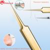 Blackhead Remover Tool, 16 PCS Pimple Popper Tool Kit, Tweezers Set for Eyebrows Hair Removal Pimple Blemish Acne Comedones Extractor Whitehead Cyst Removal Tool, for Nose Face Beauty Tools (Golden) view 4