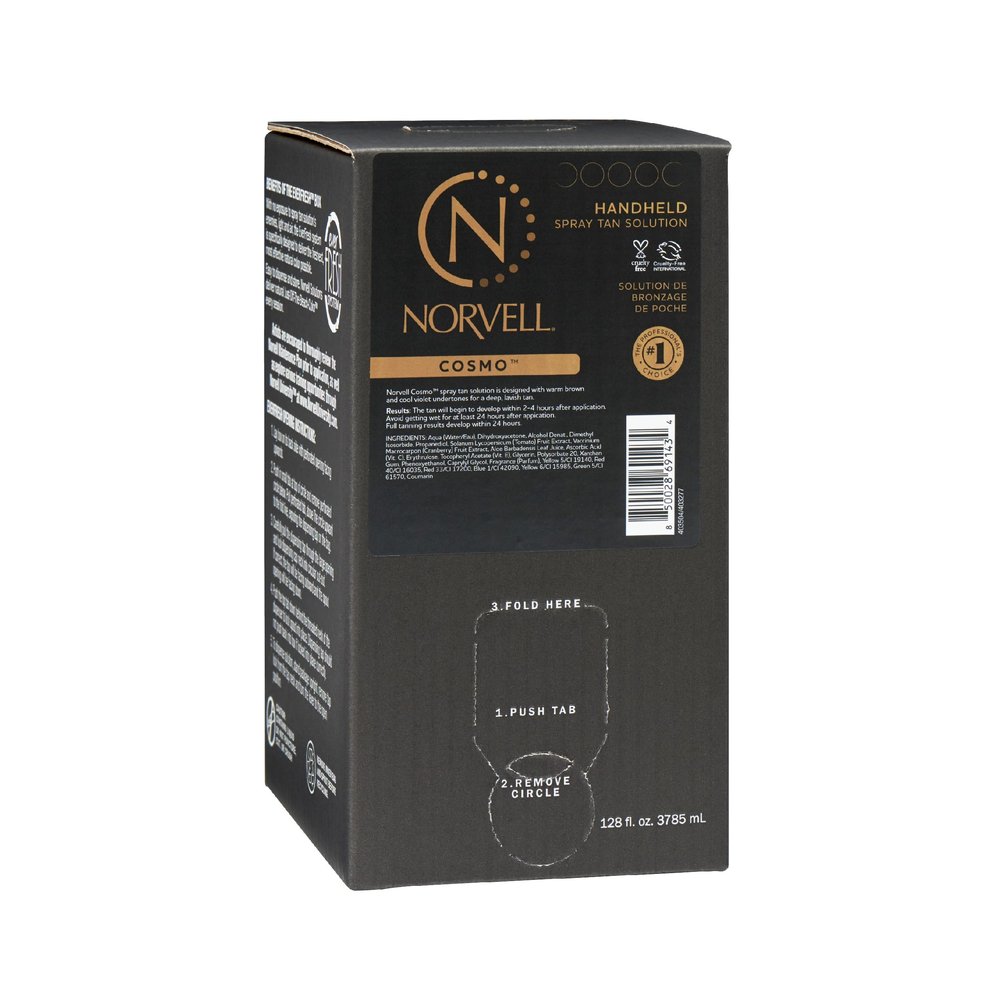 Norvell Spray Tan Solution Cosmo 128 fl oz  Professional Sunless Tanning Formula with Warm Brown & Cool Violet Undertones, Long Lasting Self Tan with Tomato Seed Extract & Aloe