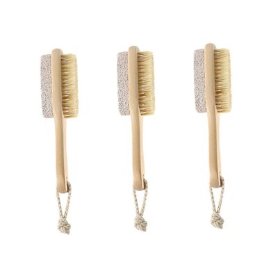 Healifty 3pcs Foot Natural Bristle Brush Pumice Stone for Exfoliating Handle Scrubber for Smooth Feet for and Pedicures Removes Calluses and Dead Skin
