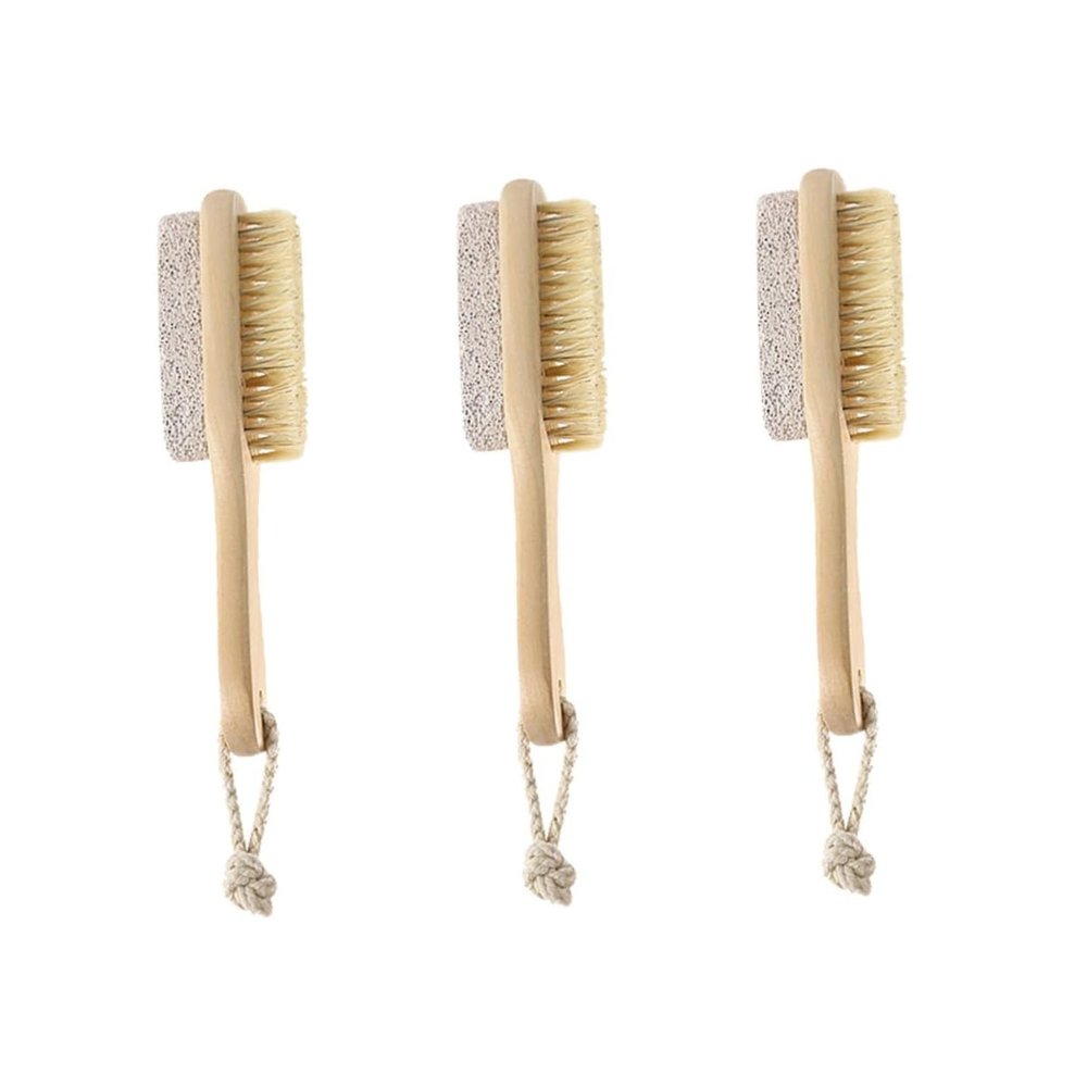 Healifty 3pcs Foot Natural Bristle Brush Pumice Stone for Exfoliating Handle Scrubber for Smooth Feet for and Pedicures Removes Calluses and Dead Skin
