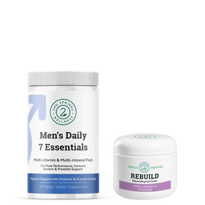 2nd Springs Complete Foot Relief & Essential Nutrition Bundle - REBUILD Fast-Acting Foot Relief Cream & Men's Daily 7 Essentials