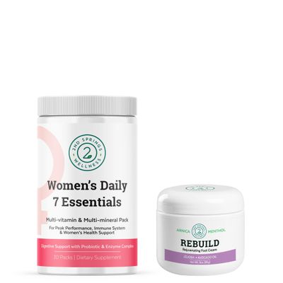 2nd Springs Complete Foot Relief & Women's Wellness Bundle - REBUILD Fast-Acting Foot Relief Cream & Women's Daily 7 Essentials