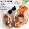 2Pcs Flower Makeup Bag Cute Floral Travel Cosmetic Bag Set for Women Large Small Corduroy Zipper Makeup Pouch for Purse Pencil Pouch Aesthetic Portable Toiletry Bags Organizer (Orange Flower) view 2