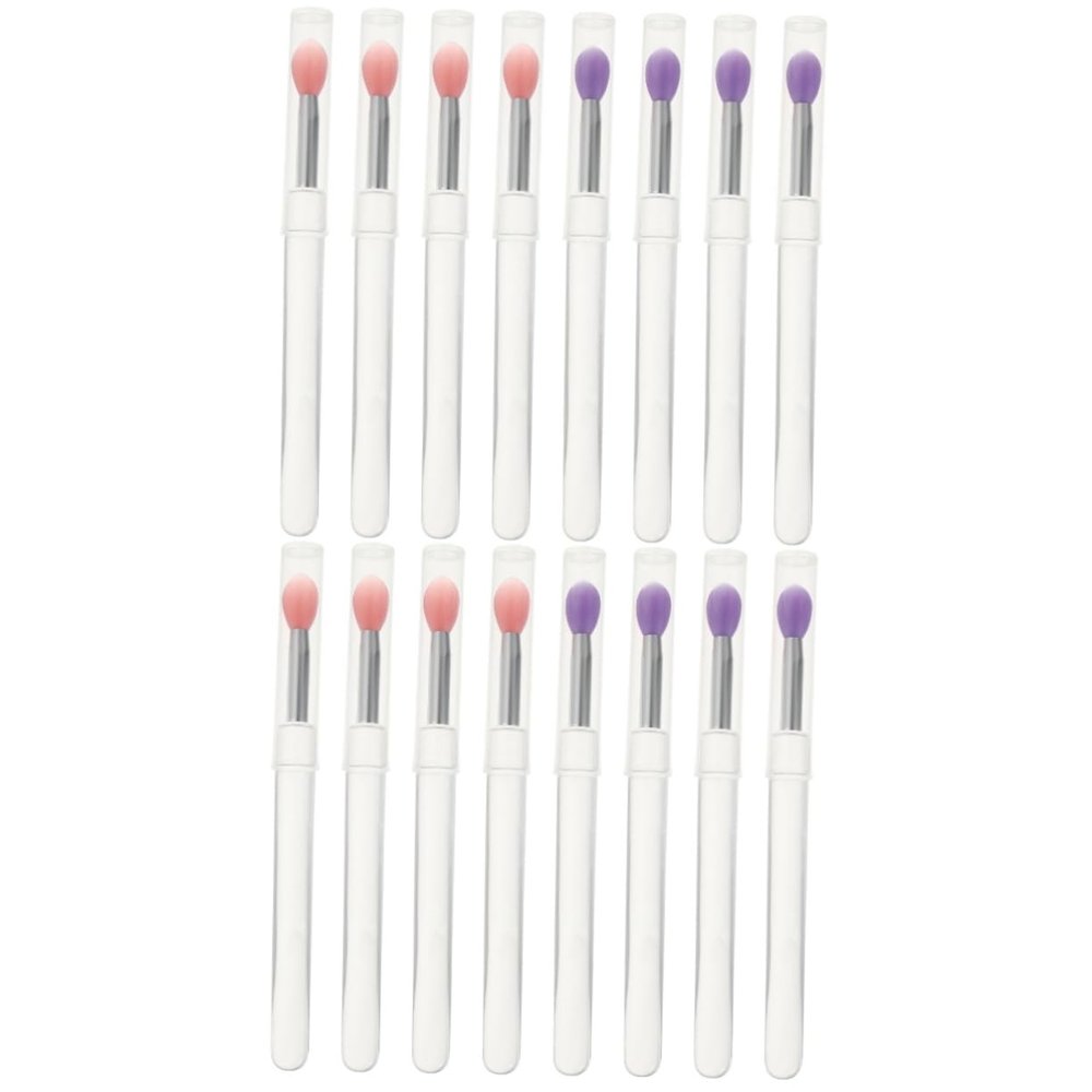 FRCOLOR 16pcs Silicone Eyeshadow and Lipstick Applicators Lid Handle Travel-friendly Makeup Brushes for Easy Application and Blending