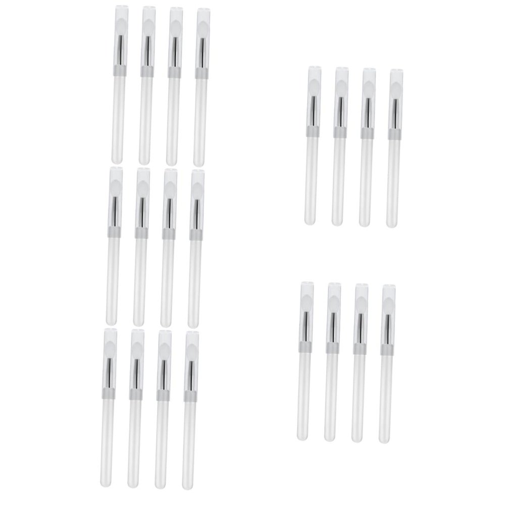 FRCOLOR 20pcs Silicone Lip Brush Cover Versatile Lipstick and Eyeshadow Applicator for Makeup Enthusiasts Compact and Easy to Use Handle and White Head Design