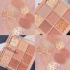 9 Color Glitter Matte Eyeshadow Palette - Nude Peach Rose Gold Champagne Orange Cream Shimmer Beige Earth Neutral Smoky Eye Shadow Makeup, Korean Palettes Waterproof Long-Lasting (02#Peach) view 2