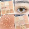 9 Color Glitter Matte Eyeshadow Palette - Nude Peach Rose Gold Champagne Orange Cream Shimmer Beige Earth Neutral Smoky Eye Shadow Makeup, Korean Palettes Waterproof Long-Lasting (01#Oatmeal) view 2