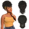 MODSIGHT Afro Puff Drawstring Ponytail with Bangs, Black Brown Kinky Curly Ponytail Bun with Bangs Updo Hairpieces, Short Afro Puffs with Bang for Black Women (Black Brown 2) view 1