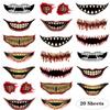 20 Sheets Halloween Temporary Tattoo Stickers Halloween Face Tattoo Face Stick for Women Men Prank Makeup Clown Horror Scary Big Mouth Fake Decals for Adults Kids view 1