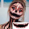 20 Sheets Halloween Temporary Tattoo Stickers Halloween Face Tattoo Face Stick for Women Men Prank Makeup Clown Horror Scary Big Mouth Fake Decals for Adults Kids view 3