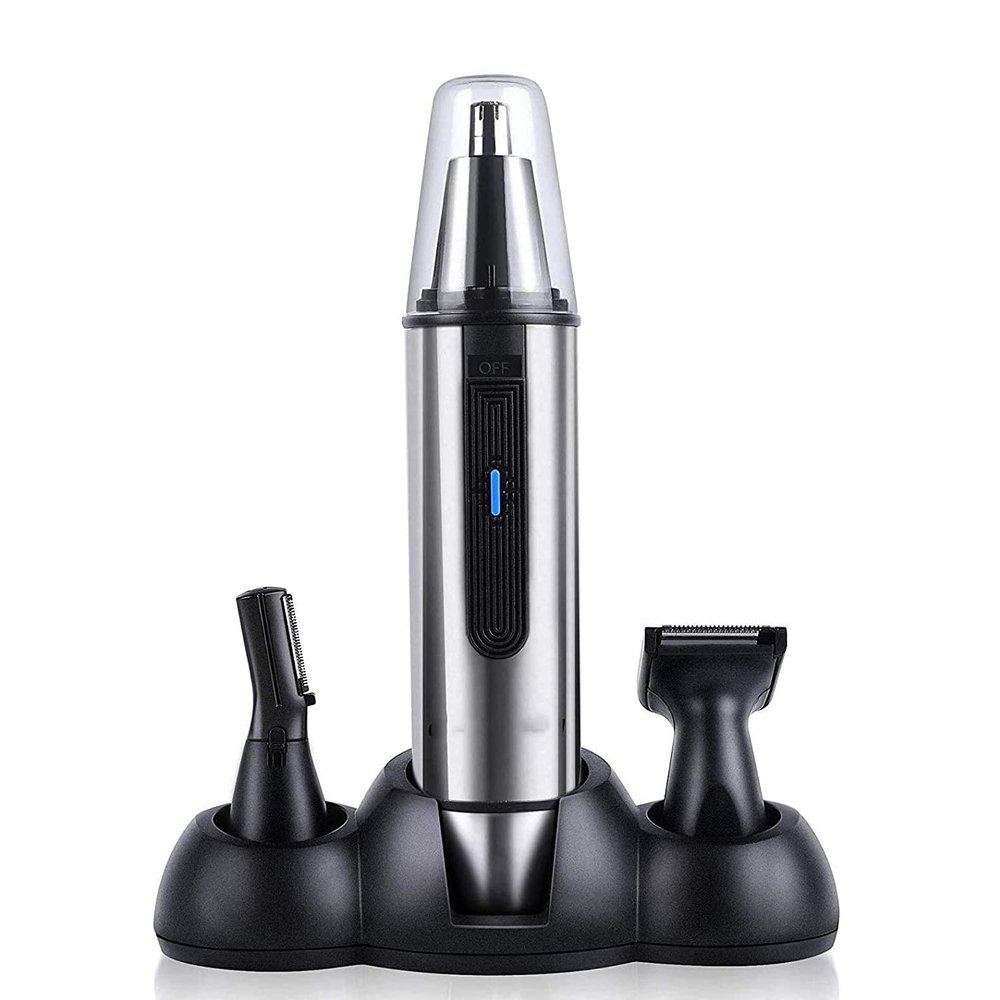 CAFFIA Ear and Nose Hair Trimmer Professional Painless Eyebrow Facial Ear Hair Trimmer Clipper for Men and Women Battery-Operated, IPX7 Waterproof Dual Edge Blades for Easy Cleansing