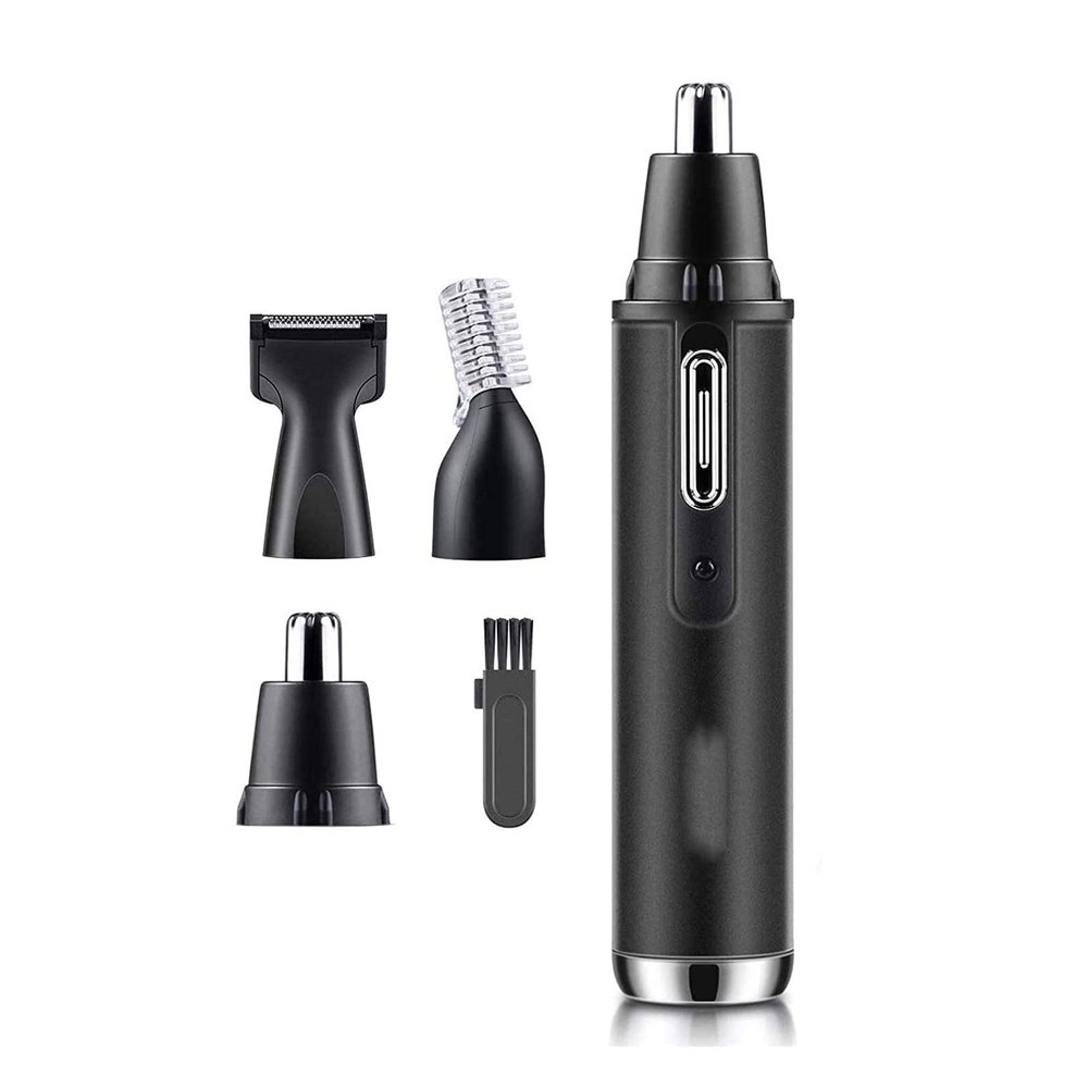 CAFFIA Ear and Nose Hair Trimmer for Men, 4 in 1 USB Rechargeable Professional Eyebrow and Facial Hair Trimmer with Waterproof Head Double-Edge Stainless Steel Blade