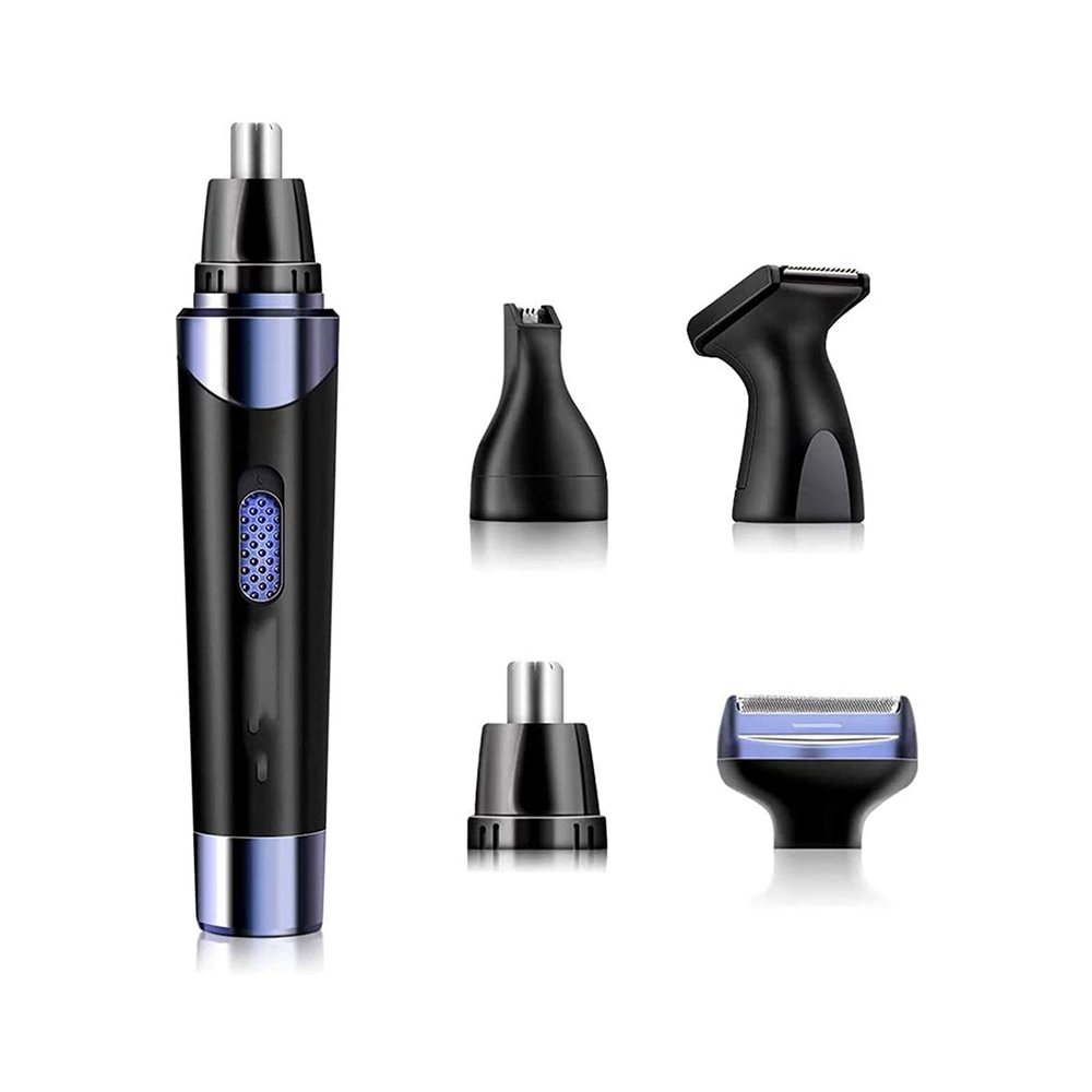 CAFFIA Ear and Nose Hair Trimmer Clipper for Men Women, 4 in 1 USB Rechargeable Professional Electric Eyebrow and Facial Hair Trimmer with Waterproof Head Double-Edge Stainless Steel Blade