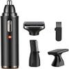 CAFFIA 4 in 1 Nose and Ear Hair Trimmer, Portable Ear Nose Hair Trimmer, USB Rechargeable Nose Hair Trimmer, Waterproof Dual Edge Blades for Easy Cleaning, Black view 1