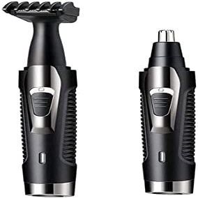 CAFFIA Nose and Ear Hair Trimmer, 2 in 1 Ear Nose Hair Trimmer Clippers for Men and Women, USB Rechargeable, Waterproof Stainless Steel Head, Easy to Cleaning and Carry, Black