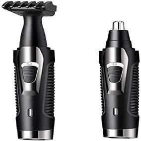 CAFFIA Nose and Ear Hair Trimmer, 2 in 1 Ear Nose Hair Trimmer Clippers for Men and Women, USB Rechargeable, Waterproof Stainless Steel Head, Easy to Cleaning and Carry, Black