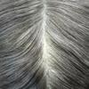 Men Toupee Hair Thin Skin 0.06 Men's Toupee Hair Piece Remy Human Hair System Mens Hairpieces Invisable Hairline Protesis Capilar Para Hombre (8''X10''-90% density, #380#3 DARK BROWN+80% GREY) view 4