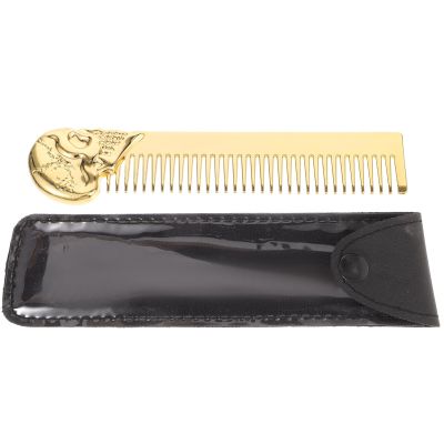 Beavorty Beard Comb Grooming Tool Double-sided Skull Design Texture Comb for Men Compact Pouch for Stylish Hair Beard Maintenance Elegant