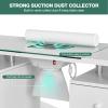 Belandi Manicure Table, Glass Top Nail Tech Desk Nail Table Station for Nail Tech w/Electric Downdraft Vent, Wrist Cushion, Lockable Wheels, Storage Drawers, Wooden Handles (White-Glass Table) view 3