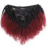 Natural Human Hair Wave Curly Clip Hair Clip in Extensions for Women Dates Cocktail Parties Work Halloween (Color : Red) view 1