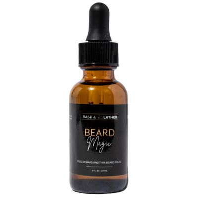 Bask & Lather Beard Magic Growth Oil for Men, Helps Stimulate Hair Growth and Softness, Natural Oil For Bald Spots and Patchy or Thin Facial Hair, Supports a Thicker Fuller Beard, 1 fl oz
