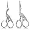 2-Pack Curved & Rounded Stork Scissors, Stainless Steel Professional Beauty Grooming Scissors for Eyebrows, Facial Hair, Dry Skin, Nose Hair. view 1