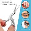2-Pack Curved & Rounded Stork Scissors, Stainless Steel Professional Beauty Grooming Scissors for Eyebrows, Facial Hair, Dry Skin, Nose Hair. view 4