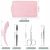 Eyebrow Trimmer Kit, 5-in-1 Set with Eyebrow Scissors, Eyebrow Razor, Tweezer, Brush, and Mirror for Women, Includes Leather Carry-Around Bag (Pink). view 3