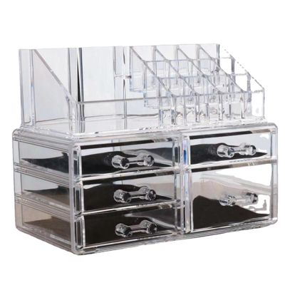 Clear Makeup Case 4 Drawer 16 grid Cosmetic Organizer Jewelry Storage Acrylic Box (B)