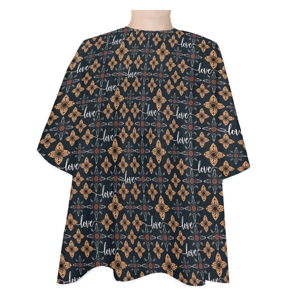 Abstract Flower Barber Cape - Salon Hair Cutting Cape for Women,Men,Adults,Haircut Cape with Adjustable Elastic Neckline Hairdressing Cape Accessories Brown Minimalist Geometric Floral Native American