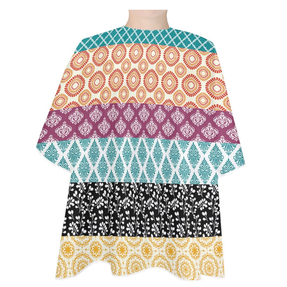 Bohemia Barber Cape - Salon Hair Cutting Cape for Women,Men,Adults,Haircut Cape with Adjustable Elastic Neckline Hairdressing Stylist Cape Gown Accessories Multi Boho Stripes Tribal Morocco Flower