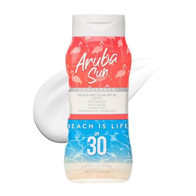 Aruba Sun SPF 30 Sunscreen Lotion 8oz - Reef Act Compliant no 67 Octinoxate & Oxybenzone Free - Sun Screen Broad Spectrum UVA/UVB - Sunscreen Waterproof and Non-Greasy