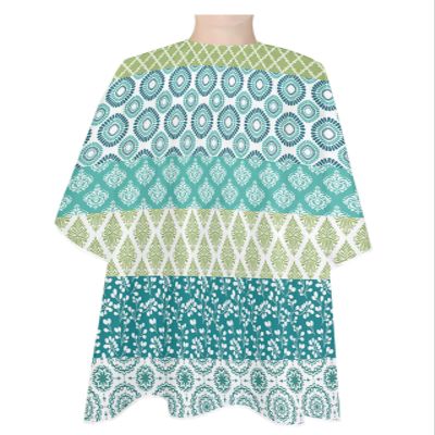 Bohemia Barber Cape - Salon Hair Cutting Cape for Women,Men,Adults,Haircut Cape with Adjustable Elastic Neckline Hairdressing Stylist Cape Gown Accessories Geometric Blue Green Turquoise Stripe Flower