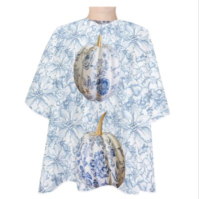 Thanksgiving Barber Cape - Salon Hair Cutting Cape for Women,Men,Adults,Haircut Cape with Adjustable Elastic Neckline Hairdressing Stylist Cape Accessories Blue Pumpkins Autumn Oil Painted Tile Flower