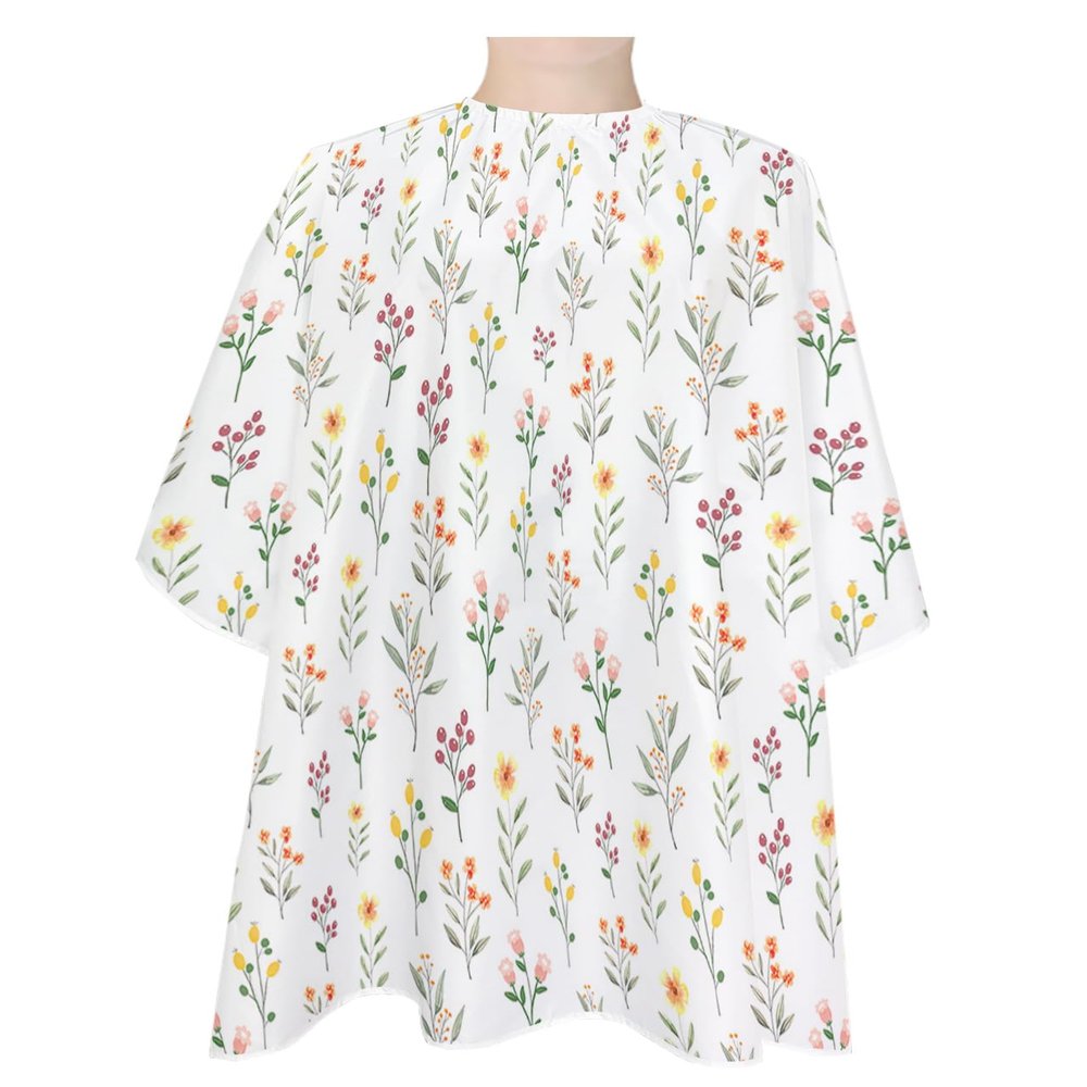Farmhouse Pastoral Flower Barber Cape - Salon Hair Cutting Cape for Women,Men,Adults,Haircut Cape with Adjustable Elastic Neckline Hairdressing Stylist Cape Gown Accessories Fall Leaves Plant Herb