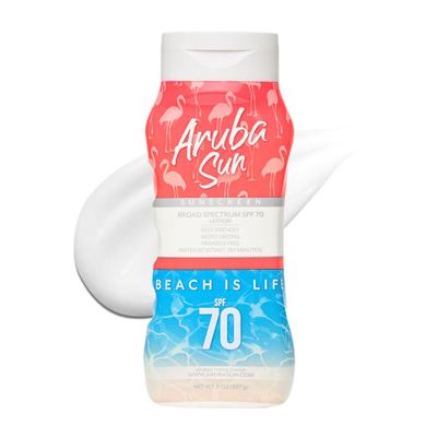 Aruba Sun SPF 70 Sunscreen Lotion 8oz - Reef Act Compliant no 67 Octinoxate & Oxybenzone Free - Sun Screen Broad Spectrum UVA/UVB - Sunscreen Waterproof and Non-Greasy